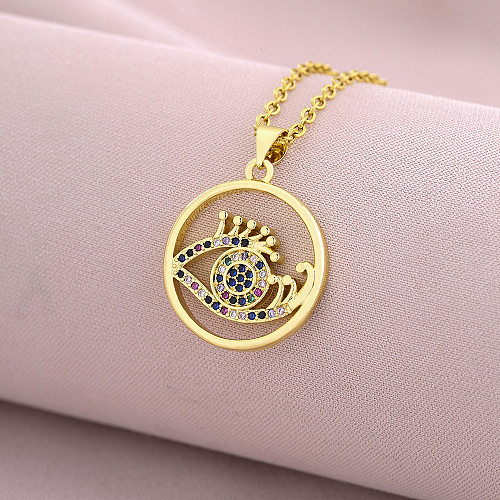 Elegant Devil'S Eye Copper Zircon Pendant Necklace In Bulk