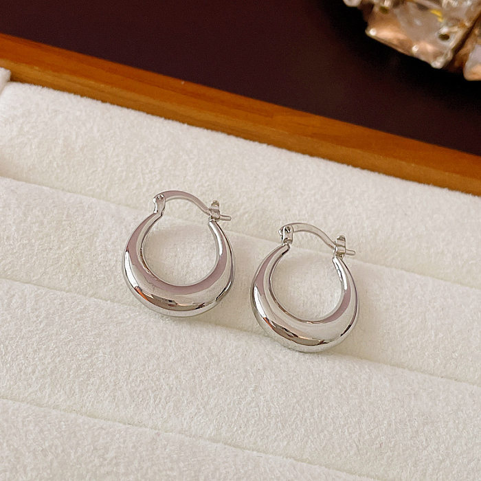 1 paire de boucles d'oreilles créoles en cuivre plaqué en forme de cœur, Style Simple
