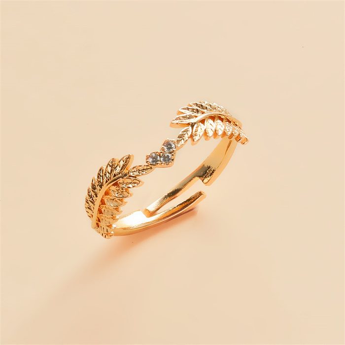 Korean New Sweet Open Leaf Ring Light Luxury Olive Branch Ring Wholesale jewelry