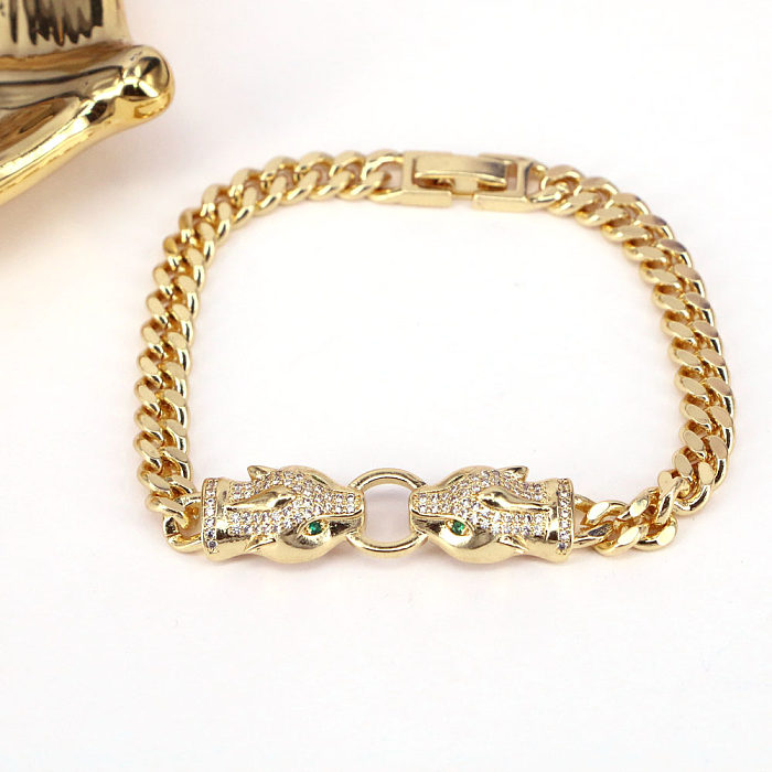 Fashion Animal Copper Bracelets Gold Plated Inlay Zircon Copper Bracelets
