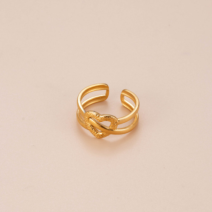 Offener offener Ring mit offener Retro-Geste in Herzform und Schlangenmuster aus Edelstahl mit überkreuzter Beschichtung und 18-Karat-Vergoldung