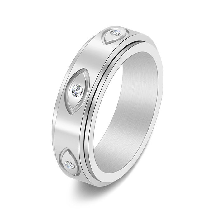 1 Piece Simple Style Geometric Titanium Steel Inlay Zircon Rings