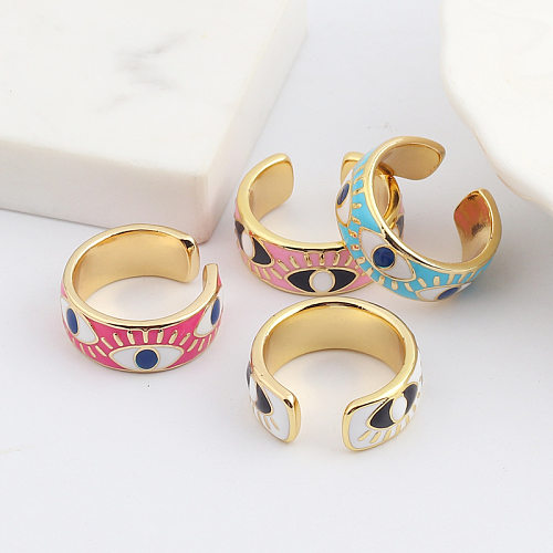 Fashion Devil'S Eye Copper Open Ring Inlay Resin Copper Rings