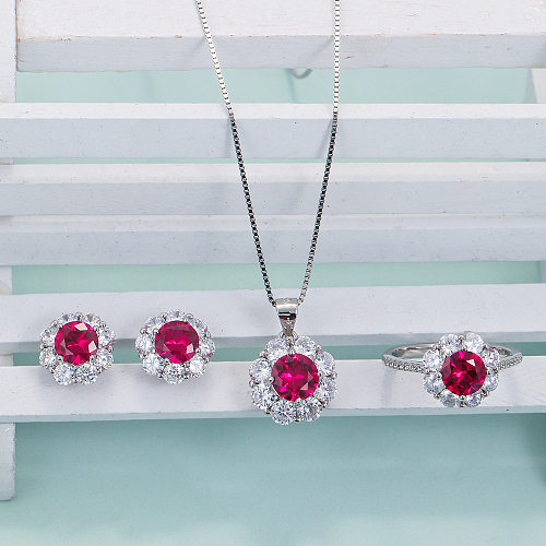 Conjunto de joias femininas com gema redonda de cobre doce