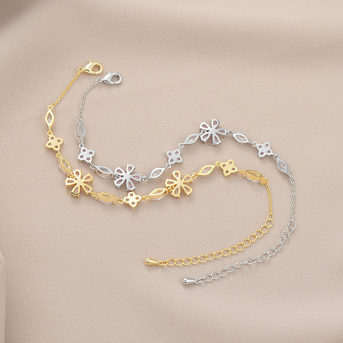 Bracelets de zircon incrustés de cuivre de fleur de style simple
