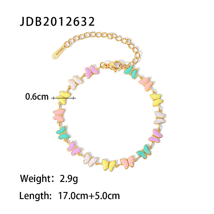 Fashion Butterfly Stainless Steel Gold Plated Bracelets Necklace