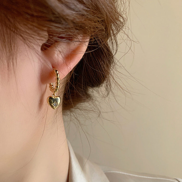 1 Pair IG Style Korean Style Heart Shape Plating Copper Drop Earrings