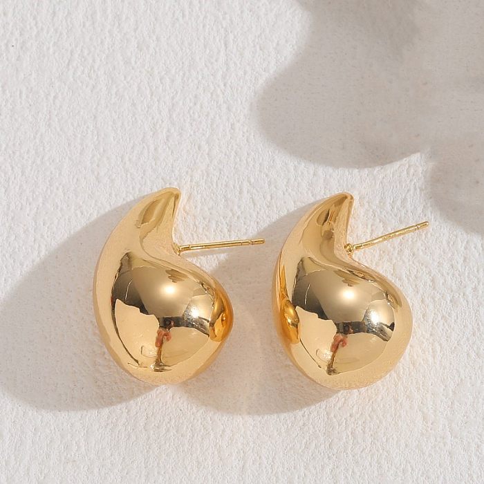 1 Piece Luxurious Classic Style Solid Color Plating Copper 14K Gold Plated Ear Studs