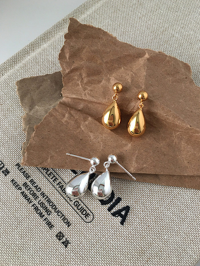 1 paire de boucles d'oreilles pendantes en cuivre poli, Style Simple, couleur unie
