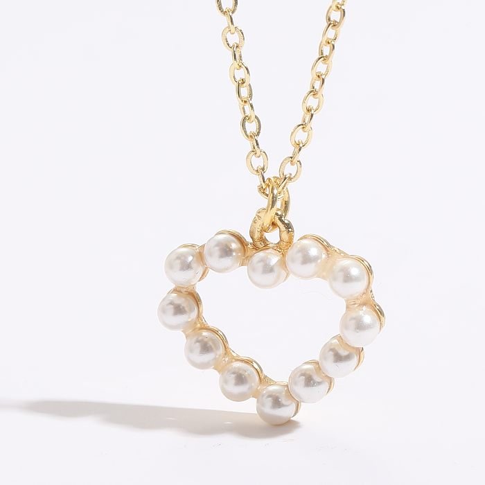 1 Stück Mode Kreuz Teufelsauge Herzform Verkupferung Inlay Künstliche Perlen Zirkon Anhänger Halskette