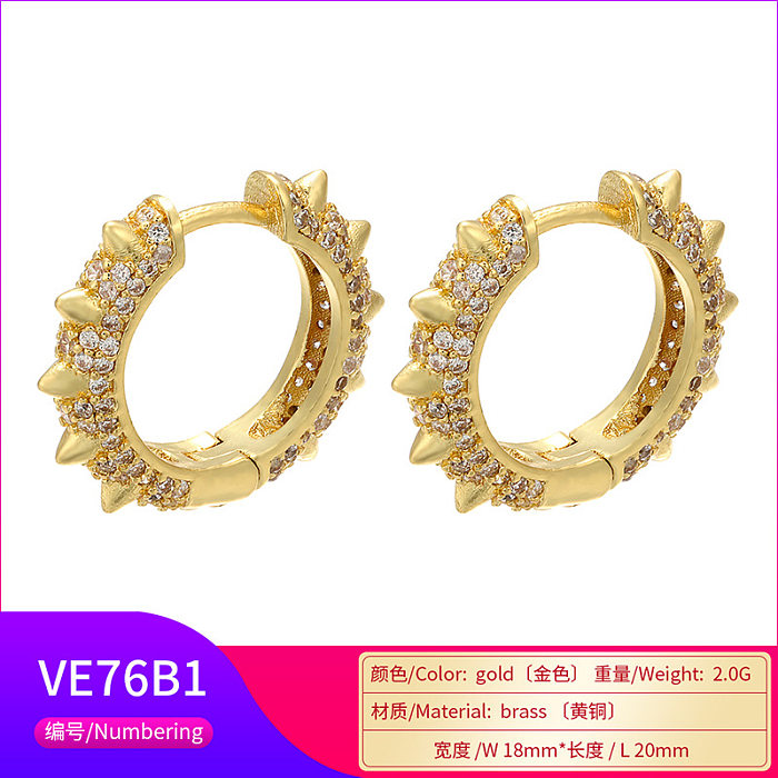 Wholesale Fashion Color Diamond Micro-inlaid Thorn Head Earrings jewelry