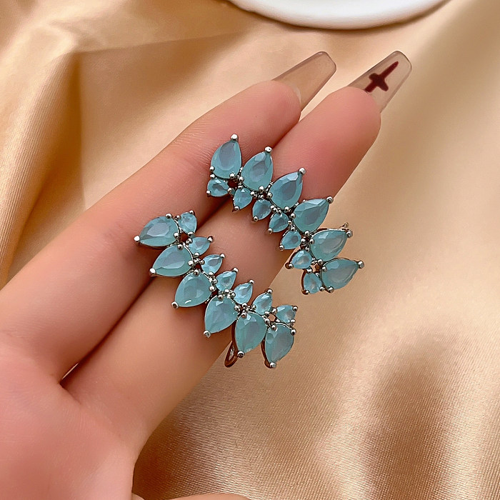 1 Pair Casual Simple Style Shiny Wings Plating Inlay Copper Zircon White Gold Plated Ear Studs