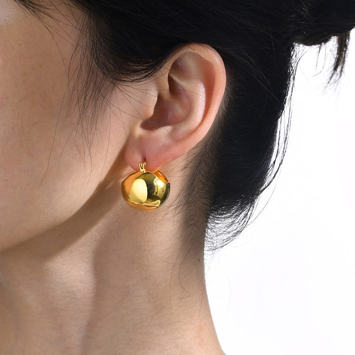 1 Paar elegante, schlichte Halbkreis-Ohrringe aus vergoldetem Messing