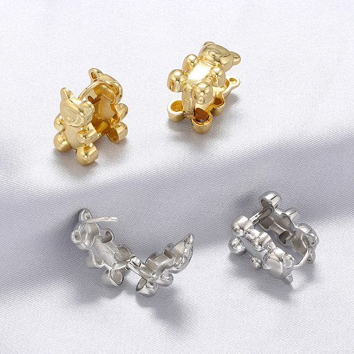 1 paire de boucles d'oreilles plaquées or 18 carats, Style Simple et décontracté, incrustation de placage de couleur unie en cuivre et Zircon