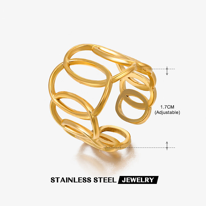 Streetwear Geometric Stainless Steel Gold Plated Open Ring In Bulk