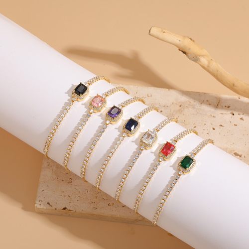 Bracelets plaqués or 14 carats avec incrustation de cuivre carré rond et doux mignon
