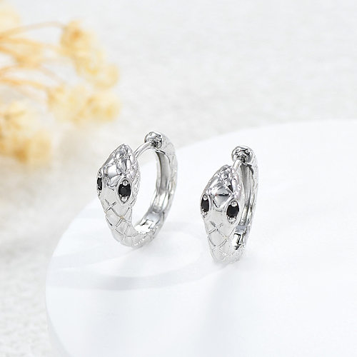 1 Pair Classic Style Snake Copper Irregular Plating Inlay Zircon Earrings