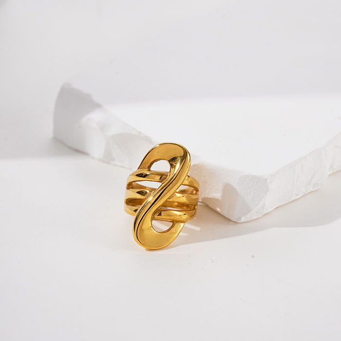 Atacado estilo moderno estilo simples em forma de S anéis banhados a ouro com revestimento de aço inoxidável