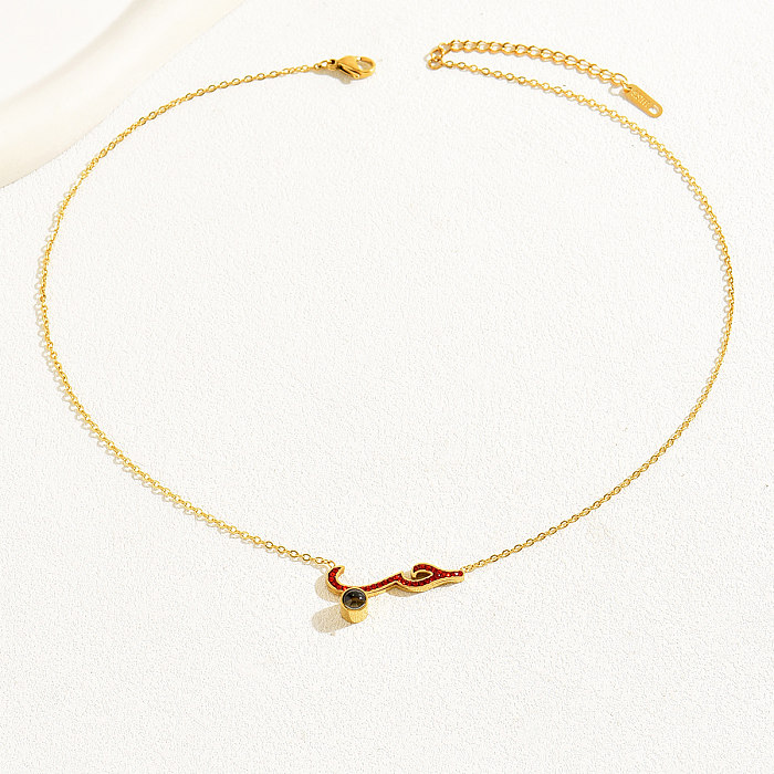 Collar de Zircon plateado oro 18K del cobre XNUMXK de la letra de amor del estilo simple romántico de las vacaciones a granel