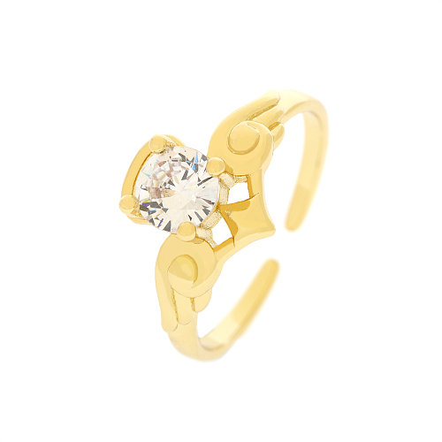 Offener Ring mit 18-Karat-Goldplattierung im originellen Design „Angel Demon“ mit Kupfereinlage und Zirkon