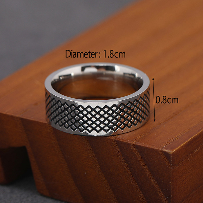 Hip-Hop Retro Solid Color Stainless Steel Alloy Rings