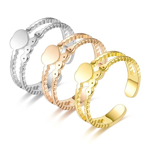 Joias de anel de aço de titânio em forma de coração da moda