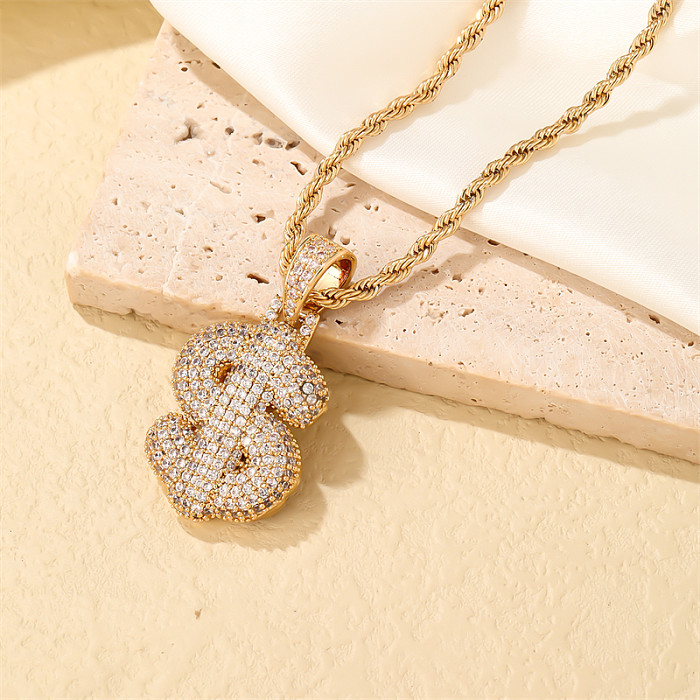 Hip-Hop Cool Style Cross Dollars Stainless Steel Copper Zircon Pendant Necklace In Bulk