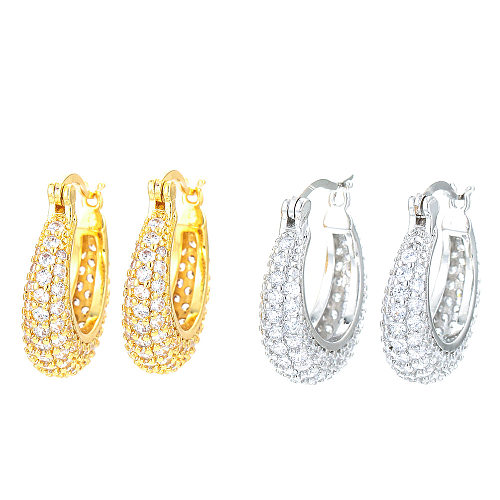 Großhandel neuer Stil voller Diamant-Zirkon-Kupfer-Ohrringe Schmuck