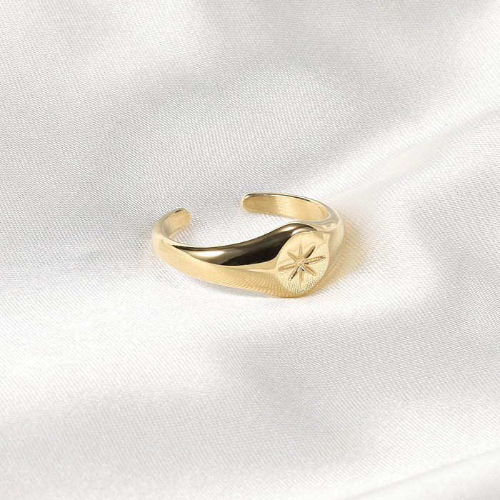 Elegant Wedding Hexagram Stainless Steel Polishing Plating 14K Gold Plated Open Rings