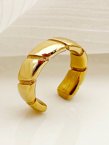 Anéis abertos banhados a ouro de aço inoxidável de cor sólida estilo simples casual a granel
