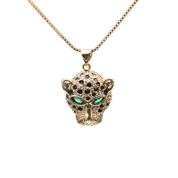 Collier avec pendentif en Zircon, 1 pièce, imprimé Animal guépard, tigre, incrustation de cuivre, à la mode