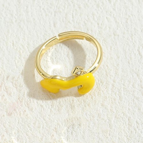 Elegant Luxurious Color Block Copper Asymmetrical Copper 14K Gold Plated Open Rings