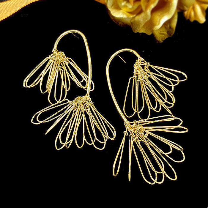 1 Pair Vintage Style Printing Solid Color Plating Copper Drop Earrings