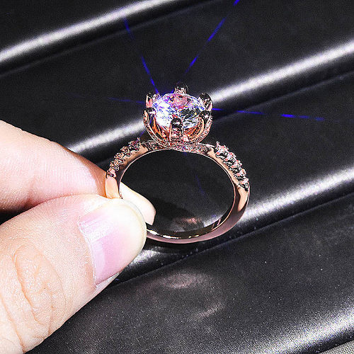 Fashion Round Copper Inlay Artificial Rhinestones Rings