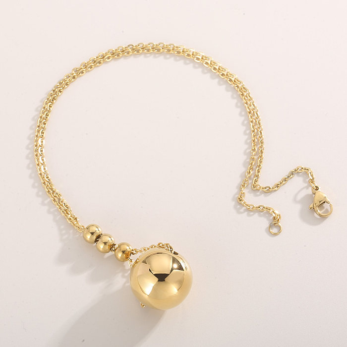 طقم مجوهرات مطلي بالذهب عيار 18 قيراط، بتصميم بسيط كاجوال، كرة من التيتانيوم