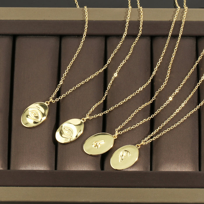 Collier d'anneaux plaqué or 18K de placage de cuivre d'oeil de style streetwear simple