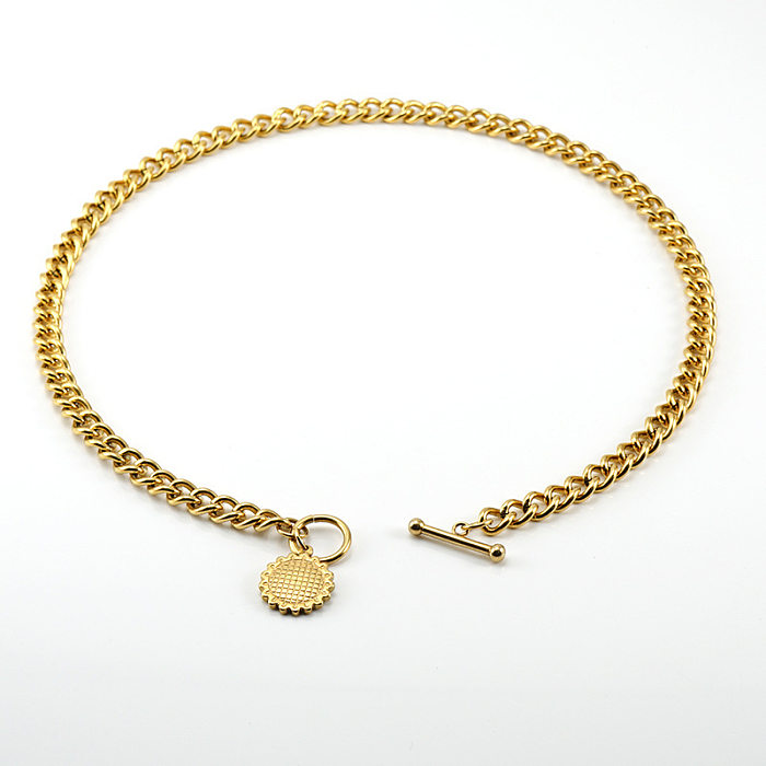Modische Sonnenblumen-Armband-Halskette aus Edelstahl