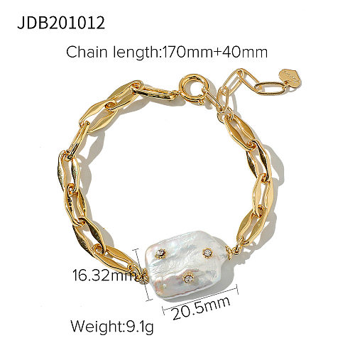 Fashion Irregular Copper Pearl Inlay Zircon Bracelets 1 Piece