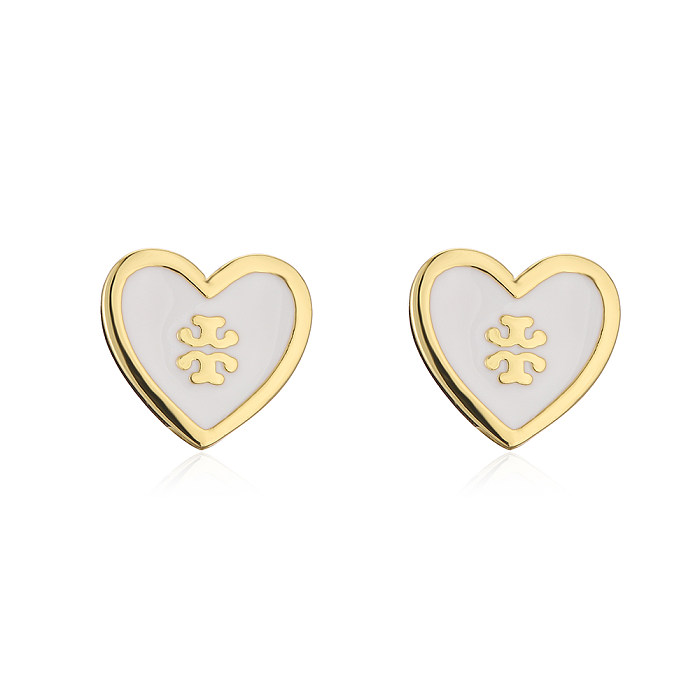 Boucles d'oreilles vintage en forme de coeur en forme de coeur en cuivre à la mode en or 18 carats