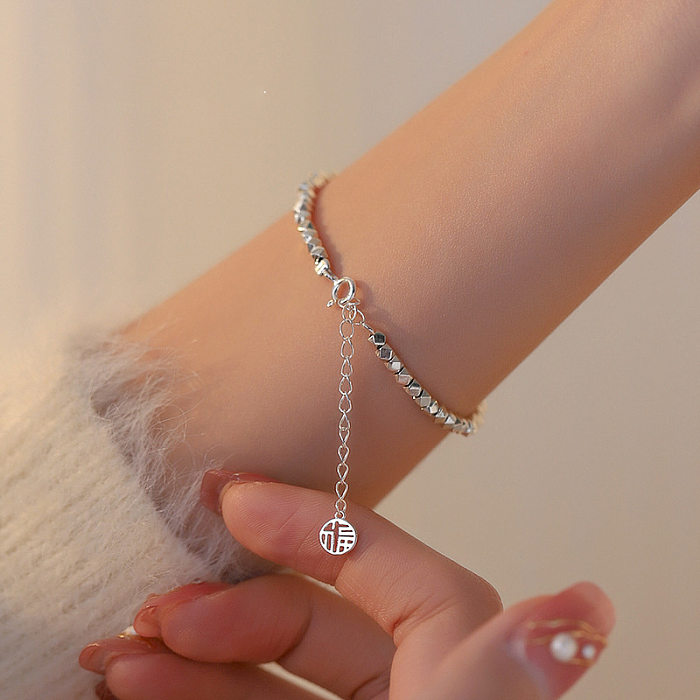 Bracelets plaqués de perles de cuivre de couleur unie de style rétro simple