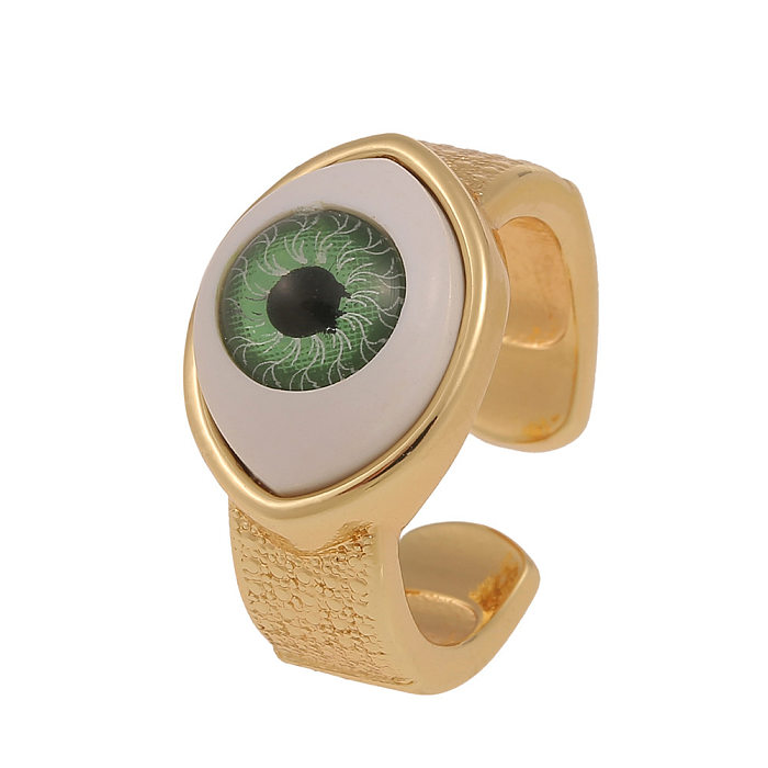 Fashion Copper Plated Real Gold Evil Eye Women's Simple Tail Ring