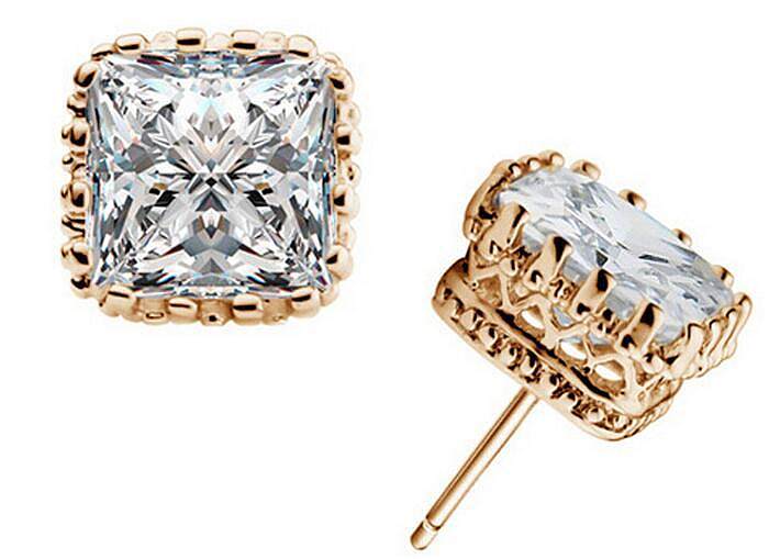 1 Pair Simple Style Square Inlay Copper Zircon Ear Studs