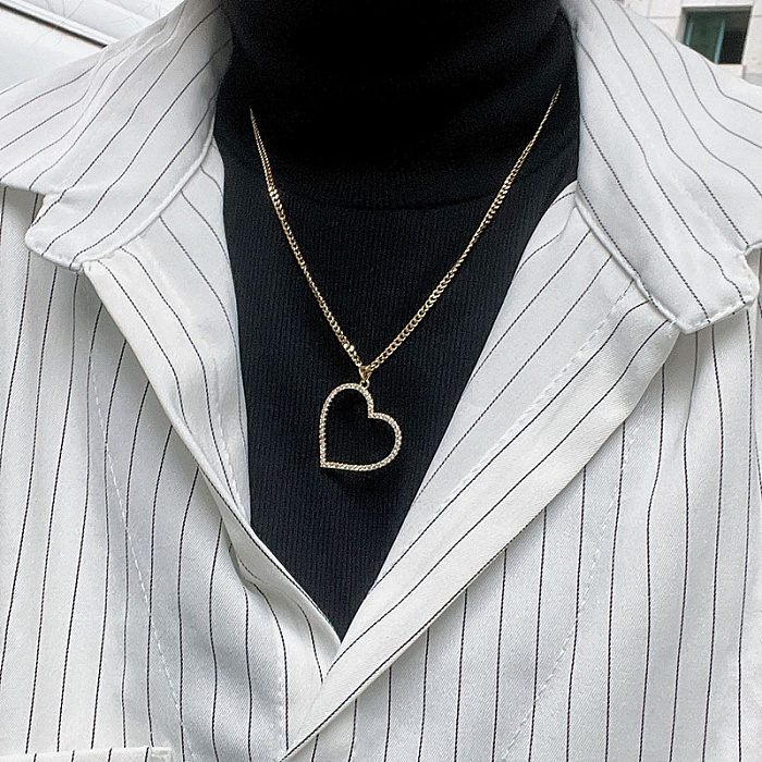 INS Europa und Amerika grenzüberschreitender E-Commerce eingelegter Zirkonium eleganter Herzanhänger AliExpress Spot Fashion einfache Halskette Pullover Kette