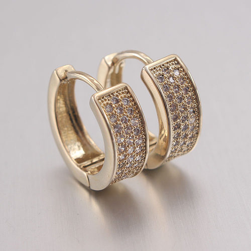 1 Pair IG Style Simple Style Commute Geometric Plating Inlay Copper Zircon Gold Plated Earrings