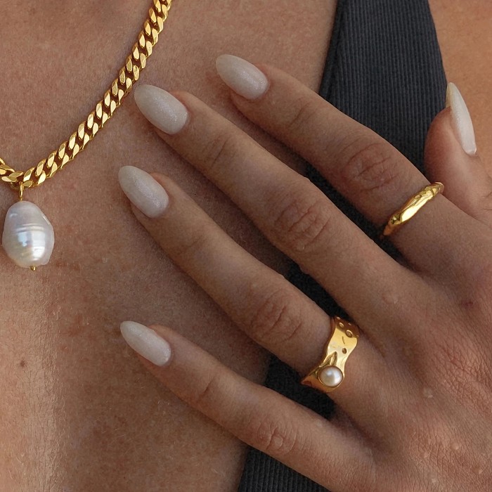 Anneaux de perles incrustés d'acier inoxydable de perles de style simple 1 pièce