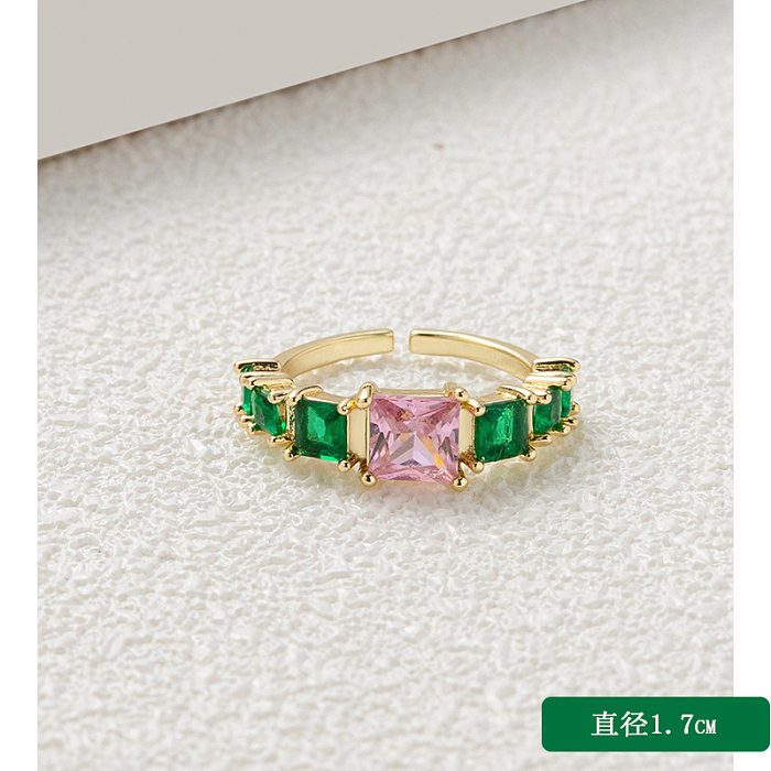 Fashion Solid Color Copper Open Ring Inlay Zircon Copper Rings