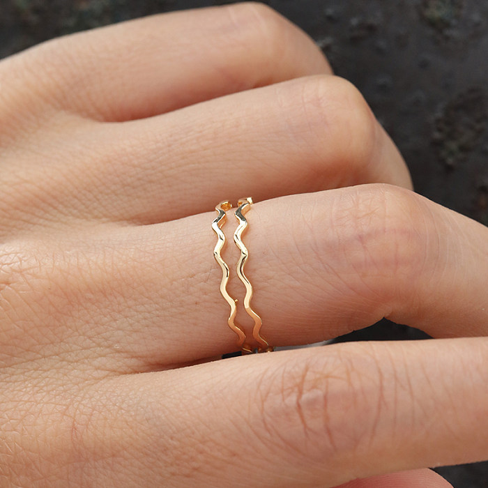Anéis abertos banhados a ouro 14K do chapeamento de cobre da cor sólida do estilo simples