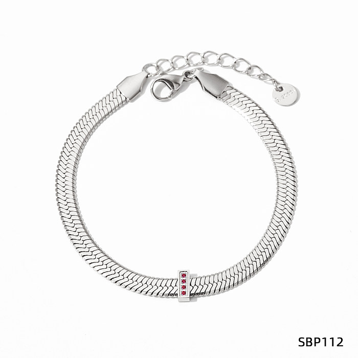 Einfache Art-Rechteck-Edelstahl-Überzug-Inlay-Zirkon-Armband-Halskette