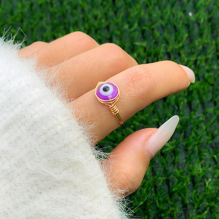Fashion Devil'S Eye Copper Plating Acrylic Rings