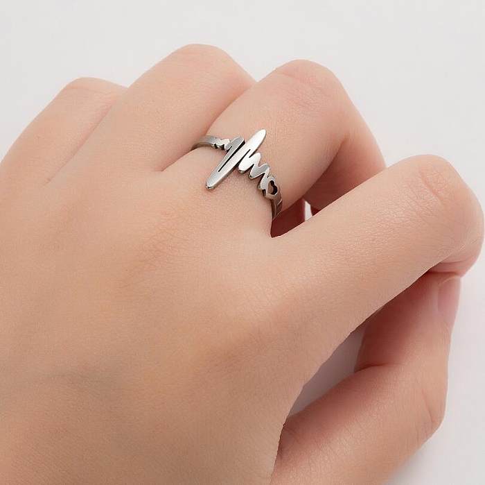 Modern Style Geometric Stainless Steel Plating Open Rings